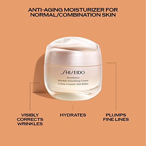 Shiseido Benefiance Wrinkle Smoothing Cream - 50 mL - Anti-Aging Moisturizer for Normal & Combination Skin - Visibly Corrects Wrinkles & Intensely Hydrates - Non-Comedogenic