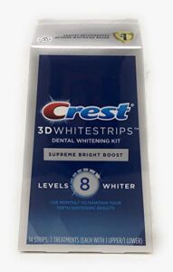 crest 3d whitestrips supreme bright boost teeth whitening strips, 8 levels whiter, 7 treatments, 14 count (pack of 1)