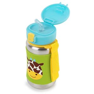 Skip Hop Toddler Sippy Cup with Straw, Zoo Stainless Steel Straw Bottle, Giraffe