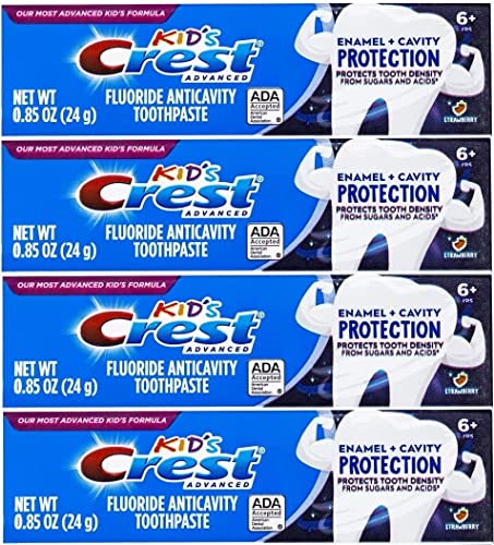 Crest Kids Advanced Toothpaste Enamel + Cavity Protection with Fluoride for Anticavity, Travel Size 0.85oz (24g) - Pack of 8