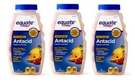 equate antacid tablets, ultra strength tropical fruit flavors chewable tablets, 1000 mg, 160 count (pack of 3)