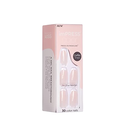 KISS imPRESS Color Press-On Nails Polish-Free Manicure Set, ‘Serendipity’, 30 Chip-Proof, Smudge-Proof Fake Nails