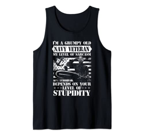 Distressed Vintage I m A Grumpy Old Quote Navy Tank Top