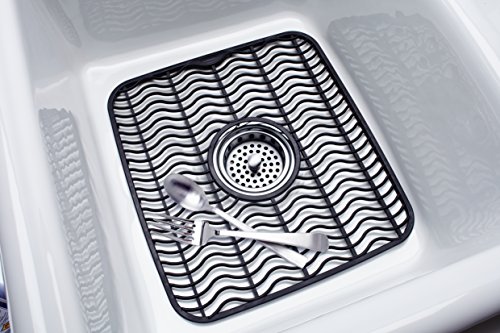 Rubbermaid Sink Protector Mat, Small, Black Waves