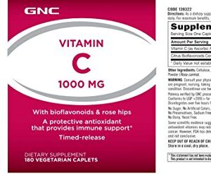 GNC Vitamin C 1000 with Bioflavonoids and Rose Hips Timed Release 180 Tablets