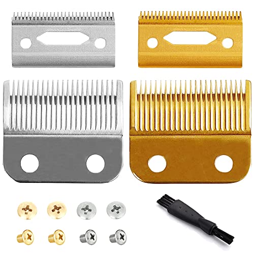 Replacement Blade for Wahl Clippers, Professional Precision 2 Hole Adjustable Hair Trimmer Parts Gold Silver Blades Compatible with Wahl 5 Star Series Cordless, Super Taper, Magic Clip Clipper 2pack