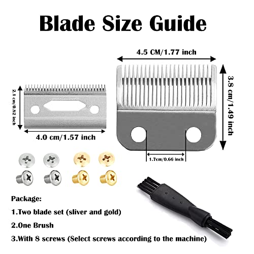 Replacement Blade for Wahl Clippers, Professional Precision 2 Hole Adjustable Hair Trimmer Parts Gold Silver Blades Compatible with Wahl 5 Star Series Cordless, Super Taper, Magic Clip Clipper 2pack