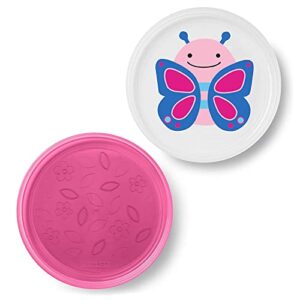 skip hop non-slip baby plates, zoo smart serve, 2 pack, butterfly