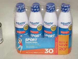 equate sport sunscreen spf30 continuous spray 4 pack (24oz total) compare to coppertone sport