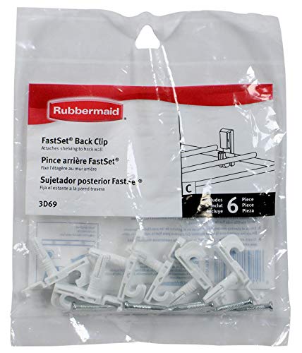 Rubbermaid FG3D69LWWHT White Direct Mount Back Clips 6 Count