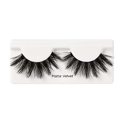 KISS Lash Couture Matte Black Faux Mink Collection, False Eyelashes 1-Pack, Soft Real Mink Texture & Matte Finish, High Impact Color, 3D Volume, Knot-Free Lash Band, Reusable, Matte Velvet, 1 Pair