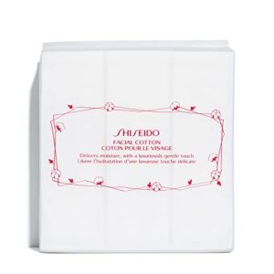 shiseido facial cotton pads – includes 165 squares – for softener application & makeup removal – 100% natural, super soft