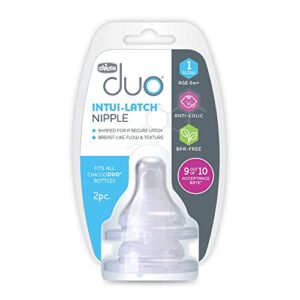 Chicco Duo Hybrid Baby Bottle Nipple Stage 1 Slow Flow (0m+) 2Pk