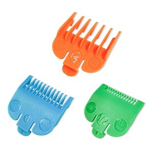 3 professional hair clipper guards cutting guides fits for most wahl clippers, color coded clipper combs replacement – guard number: #1/2, 1 and #1 1/2 (length: 1/16 inch, 1/8 inch and 3/16 inch)