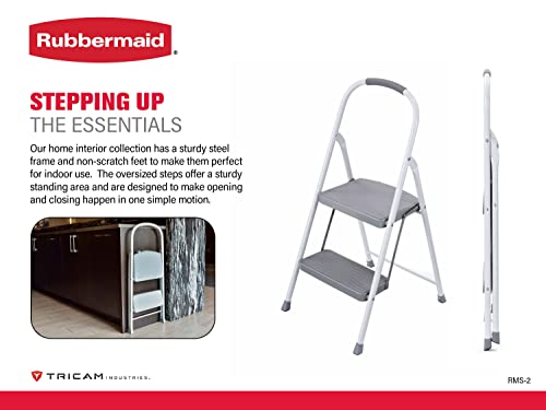 Rubbermaid RMS-2 2-Step Steel Step Stool, 225-pound Capacity, White