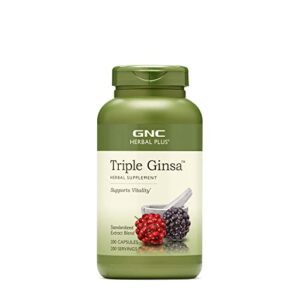 gnc herbal plus triple ginsa, 200 capsules, supports vitality