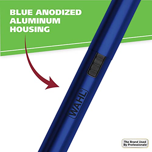 Wahl Lithium Pen Detail Trimmer with Interchangeable Heads for Nose, Ear, Neckline, Eyebrow, & Other Detailing – Rinseable Blades for Hygienic Grooming & Easy Cleaning – Blue – Model 5643-400