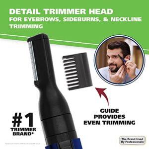 Wahl Lithium Pen Detail Trimmer with Interchangeable Heads for Nose, Ear, Neckline, Eyebrow, & Other Detailing – Rinseable Blades for Hygienic Grooming & Easy Cleaning – Blue – Model 5643-400