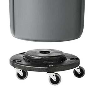 Rubbermaid Commercial Products Brute Twist on/Off Round Dolly, Use with BRUTE Trash Can, Black, Pack of 2