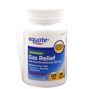 equate – gas relief, extra strength, simethicone 125 mg, 48 chewable tablets, compare to gas-x