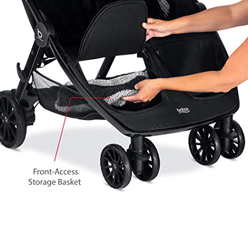 Britax B-Lively Double Stroller, Raven - Quick Self Standing Fold, Adjustable Handlebar, All Wheel Suspension