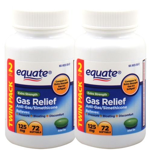 Equate Extra Strength 125 mg Gas Relief, 72-softgels Bottle (Pack of 2)