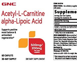 GNC Acetyl-L-Carnitine Alpha-Lipoic Acid 500mg / 200mg - 60 Caplets