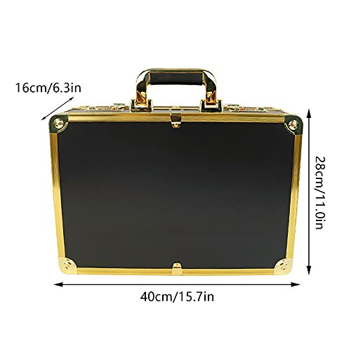 Professional Barber Case, 15.75"×11"×6.2" Barber Beauty Salon Tool Kits Storage Travel Carry Case Hairdresser for Clippers Trimmers Scissors Organizer(Tools Not Included) (Gold)