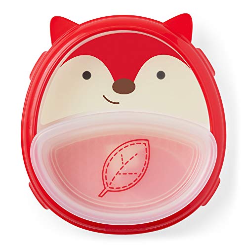 Skip Hop Non-Slip Baby Plate, Zoo Smart Serve Self-Feeding Training Set, Fox