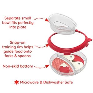 Skip Hop Non-Slip Baby Plate, Zoo Smart Serve Self-Feeding Training Set, Fox