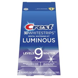 crest 3d whitestrips luminous levels 9 whiter teeth whitening kit, 10 treatments, 20 count