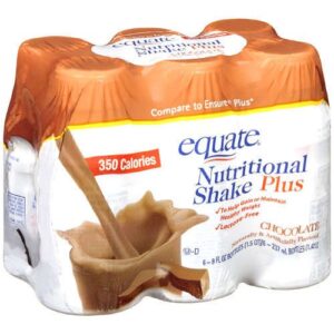 equate chocolate nutritional shake plus, 350 calories, 6 shakes, 1.5-quart box (pack of 2)
