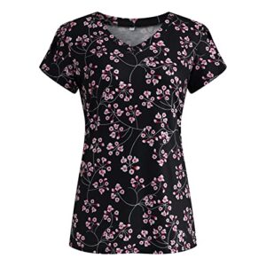 Womens Tops Dressy Casual for A Wedding,Women Fashion V Neck Button Pleated Print Loose Casual T Shirt Top Floral Find Womens Short Sleeve Lapel Half Zip