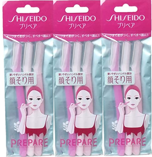 Shiseido Prepare Facial Razor Large for Women Pack of 9(3pcs x 3 packs) Includes Oil Blotting Paper