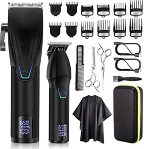 suttik professional hair clippers and trimmers combo set for men with case, barber clippers for hair cutting, cordless clippers with beard trimmer grooming kit, black,gift for men