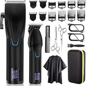 Suttik Professional Hair Clippers and Trimmers Combo Set for Men with Case, Barber Clippers for Hair Cutting, Cordless Clippers with Beard Trimmer Grooming Kit, Black,Gift for Men