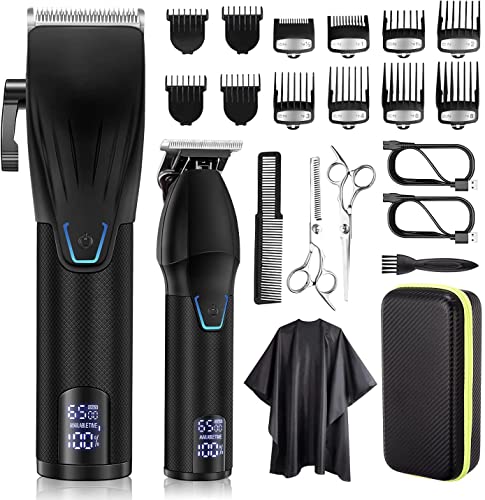 Suttik Professional Hair Clippers and Trimmers Combo Set for Men with Case, Barber Clippers for Hair Cutting, Cordless Clippers with Beard Trimmer Grooming Kit, Black,Gift for Men