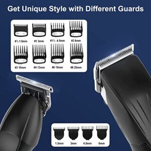 Suttik Professional Hair Clippers and Trimmers Combo Set for Men with Case, Barber Clippers for Hair Cutting, Cordless Clippers with Beard Trimmer Grooming Kit, Black,Gift for Men