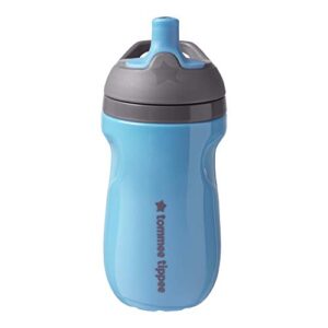 Tommee Tippee Insulated Sportee Water Bottle for Toddlers, Spill-Proof, Playful and Colorful Designs, Easy to Hold Handle, 9oz, 12m+, Pack of 2, Blue and Orange