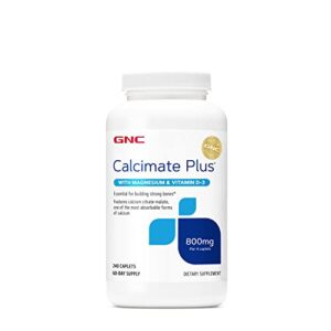 GNC Calcimate Plus Magnesium & Vitamin D-3 800mg - 240 Caplets