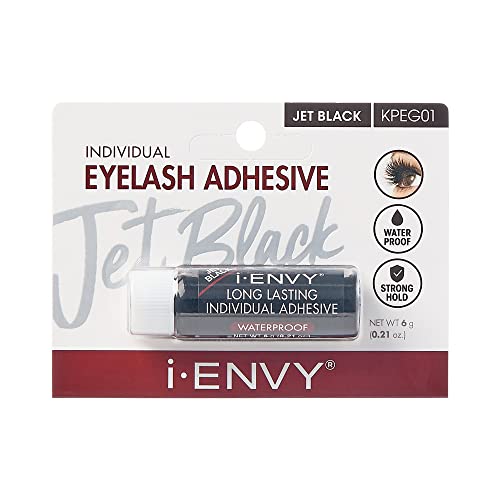 KISS iENVY Individual Cluster Lash Glue, Strong Hold Individual Lash Adhesive, Waterproof Long-Lasting Individual Lash Glue, Jet Black