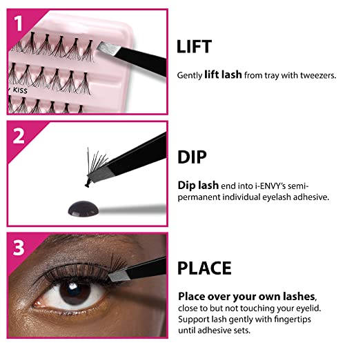 KISS iENVY Individual Cluster Lash Glue, Strong Hold Individual Lash Adhesive, Waterproof Long-Lasting Individual Lash Glue, Jet Black