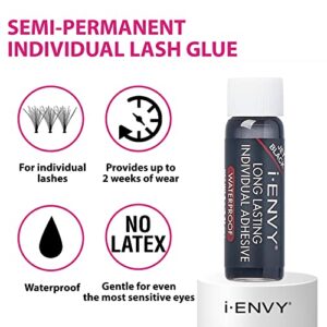 KISS iENVY Individual Cluster Lash Glue, Strong Hold Individual Lash Adhesive, Waterproof Long-Lasting Individual Lash Glue, Jet Black