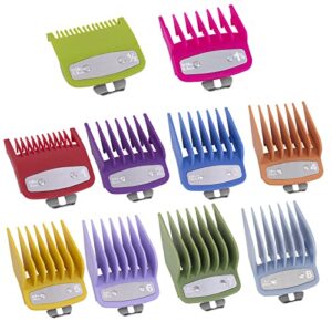 clipper guards cutting guides with metal clip compatible with wahl clippers -attachment #3171-500 1/8” to 1,replacement hair guides combs set fits for most full size hair clippers/trimmers (colorful)
