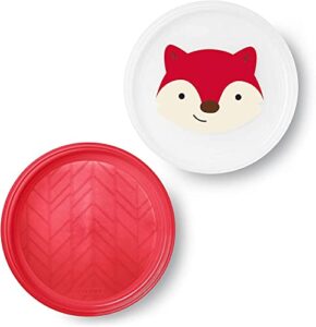 skip hop non-slip baby plates, zoo smart serve, 2 pack, fox