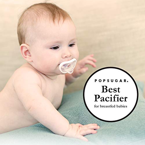 Nanobebe Baby Pacifiers 0-3 Month - Orthodontic, Curves Comfortably with Face Contour, Award Winning for Breastfeeding Babies, 100% Silicone - BPA Free. Baby Registry Gift 4pk,Teal/Grey