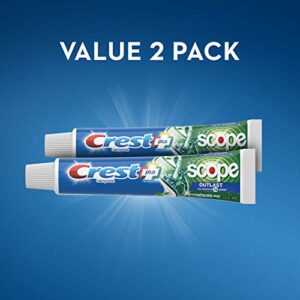 Crest + Scope Outlast Complete Whitening Toothpaste, Mint, 5.4 oz, Pack of 2