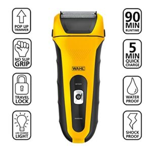 Wahl Lifeproof Lithium Ion Foil Shaver – Waterproof Rechargeable Electric Razor with Precision Trimmer for Men’s Beard Shaving, Trimming, & Grooming with Long Run Time & Quick Charge – Model 7061-100