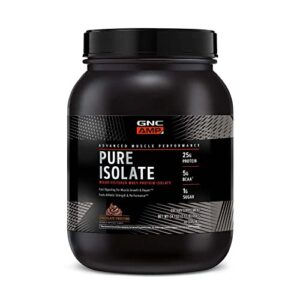 gnc amp pure isolate whey protein – chocolate frosting – 2.13 lb.