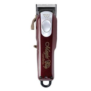 Wahl Professional 5-Star Cord/Cordless Magic Clip #8148 - Great for Barbers and Stylists - Precision Cordless Fade Clipper Loaded with Features - with Bonus Neck Duster (Burgundy)